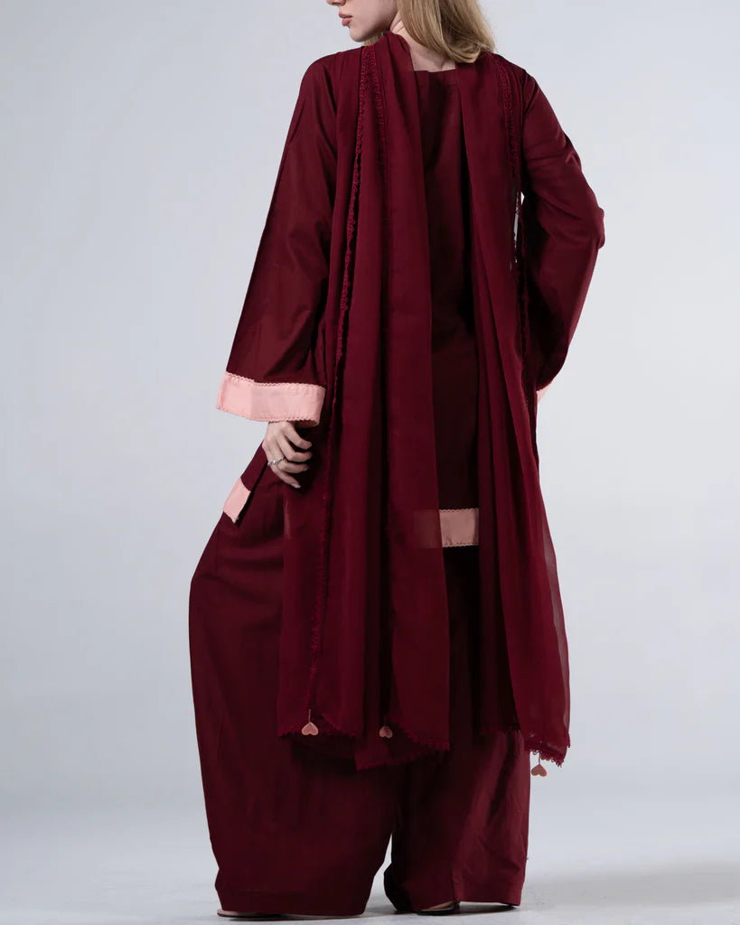 Maroon Heart Farshi Set – 3 Piece