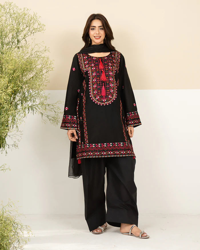 Midnight Bloom Embroidered 3 Piece Suit