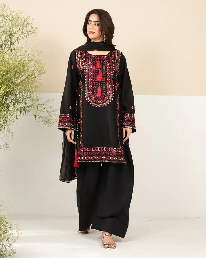 Midnight Bloom Embroidered 3 Piece Suit