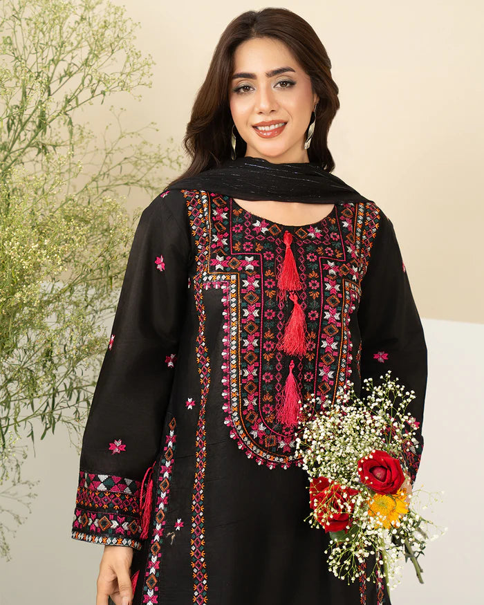 Midnight Bloom Embroidered 3 Piece Suit