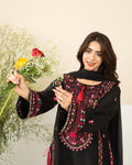 Midnight Bloom Embroidered 3 Piece Suit