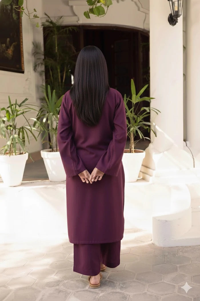 Purple Dhanak long Shirt 2Pc