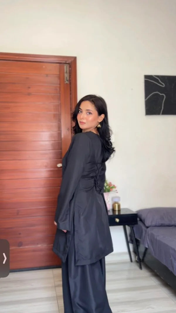 Black kameez with Flared plazo