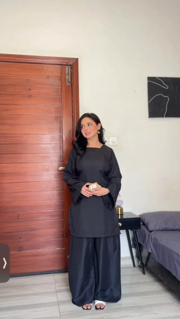 Black kameez with Flared plazo