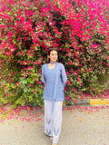Powder Blue Butterfly Embroidered 3-Piece Set