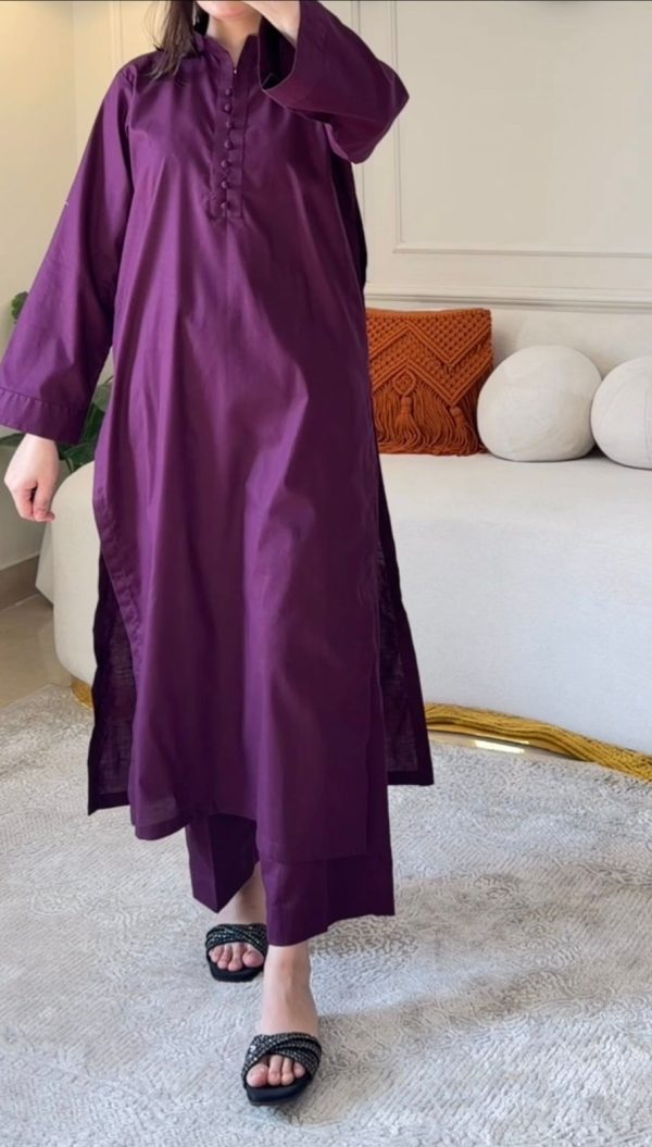 Cotton Lawn Purple Classic Coord Set