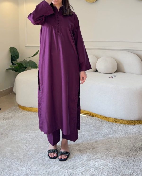 Cotton Lawn Purple Classic Coord Set