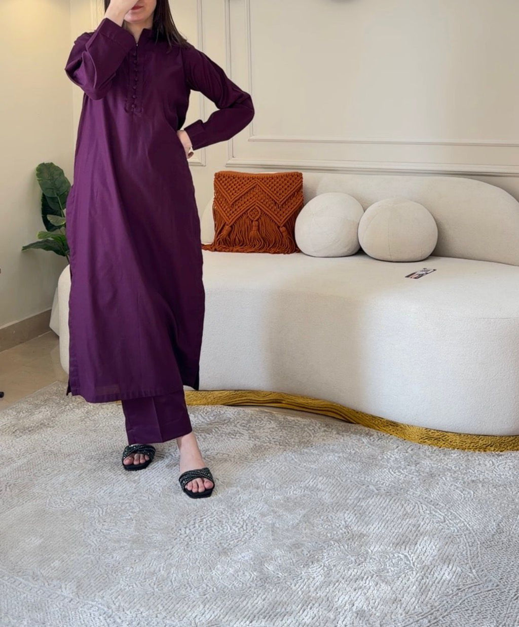 Cotton Lawn Purple Classic Coord Set